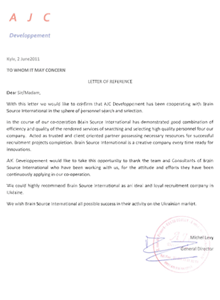 Letter of Reference by AJC